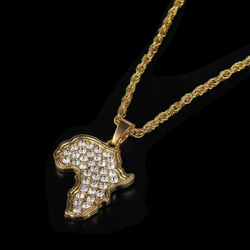 Glam Gold Africa Rinestone Necklace
