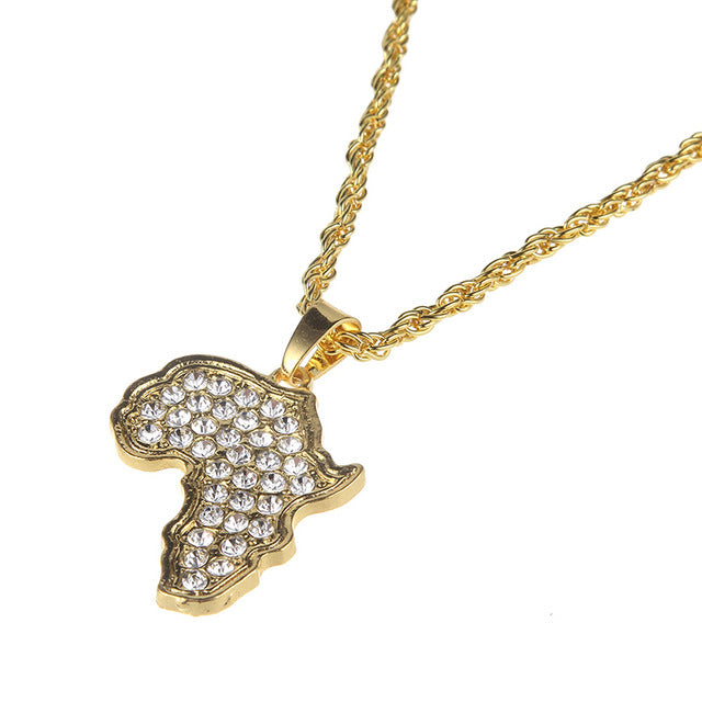 Glam Gold Africa Rinestone Necklace