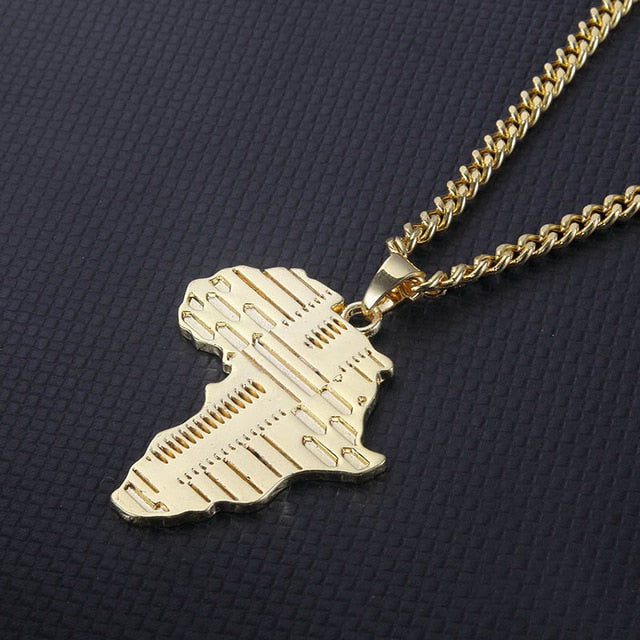 Glam Gold Gold Africa Map Necklaces & Pendants