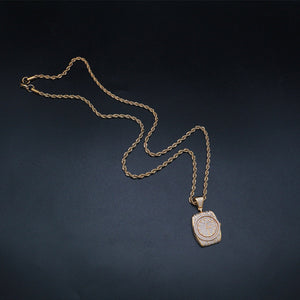 Glam Gold Fashion Watch Shape Pendant Long Chain Necklaces