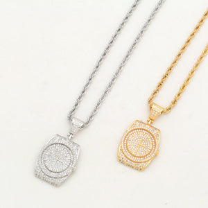 Glam Gold Fashion Watch Shape Pendant Long Chain Necklaces