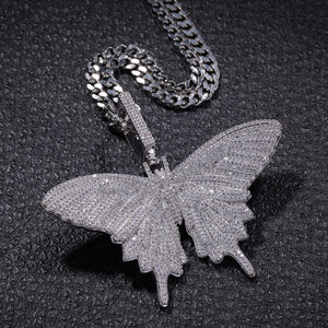 Glam Gold Diamond Butterfly Charms Pendant Zirconia Luxury Necklace