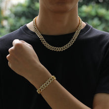 Load image into Gallery viewer, Glam Gold 12mm Miami Prong Set Cuban Chains Necklace