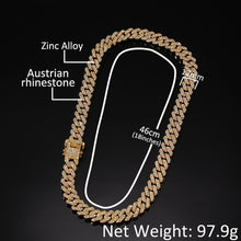 Load image into Gallery viewer, Glam Gold 12mm Miami Prong Set Cuban Chains Necklace