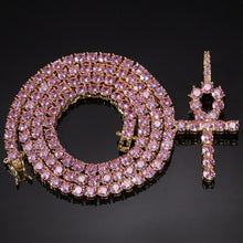 Load image into Gallery viewer, Glam Gold New 4mm Pink Ankh Cross Pendant