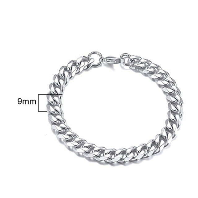Glam Gold 3 TO 11MM MENS MIAMI CUBAN LINK BRACELET IN STAINLESS STEEL