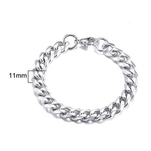 Glam Gold 3 TO 11MM MENS MIAMI CUBAN LINK BRACELET IN STAINLESS STEEL
