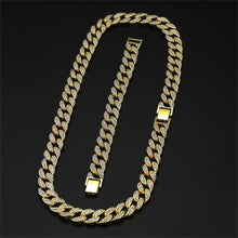 Load image into Gallery viewer, Glam Gold New 15mm Iced Out Miami Cuban Link Chain Necklace