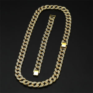 Glam Gold New 15mm Iced Out Miami Cuban Link Chain Necklace