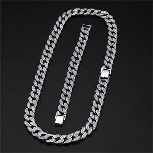 Glam Gold New 15mm Iced Out Miami Cuban Link Chain Necklace