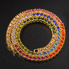 Load image into Gallery viewer, Glam Gold Rainbow Tennis Chains necklace