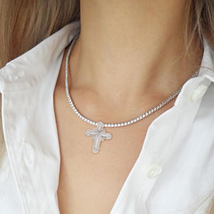 Glam Gold Luxury Cubic Zirconia Cross Necklace