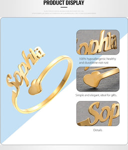 Glam Gold Adjustable Custom Ring Personalized
