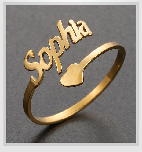 Glam Gold Adjustable Custom Ring Personalized