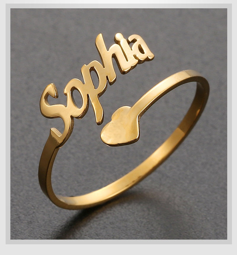 Glam Gold Adjustable Custom Ring Personalized