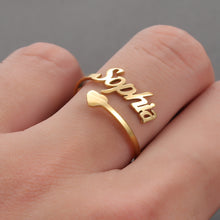 Load image into Gallery viewer, Glam Gold Adjustable Custom Ring Personalized