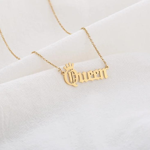 Glam Gold New Queen Pendant Necklace