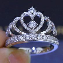 Load image into Gallery viewer, Glam Gold Crown Crystal 925 Sterling Silver Designer Ring