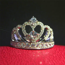 Load image into Gallery viewer, Glam Gold Crown Crystal 925 Sterling Silver Designer Ring