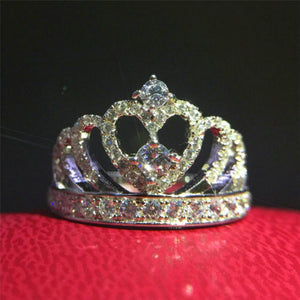 Glam Gold Crown Crystal 925 Sterling Silver Designer Ring
