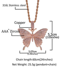 Load image into Gallery viewer, Glam Gold Butterfly Pendant 9mm Rose Gold Cuban Chain