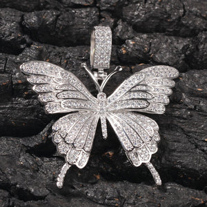 Glam Gold Butterfly Pendant 9mm Rose Gold Cuban Chain