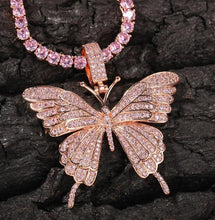 Load image into Gallery viewer, Glam Gold Butterfly Pendant 9mm Rose Gold Cuban Chain