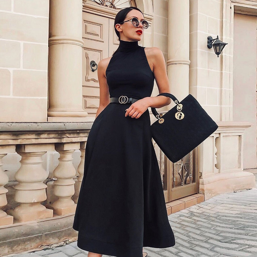 Elegant Halter Black Dress Female Glam Gold. Co Elegant Halter Black Dress Female Glam Gold. Co