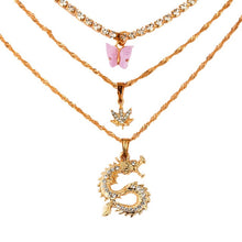 Load image into Gallery viewer, Portrait Coin Cross Crystal Chokers Necklace Set