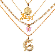 Load image into Gallery viewer, Portrait Coin Cross Crystal Chokers Necklace Set