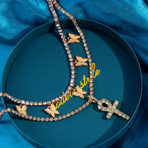 Iced Out Multilayer Crystal Cross Charm