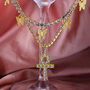Iced Out Multilayer Crystal Cross Charm