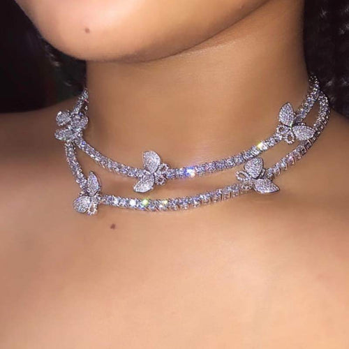Luxury Rhinestone Tennis Cuban Choker Necklace