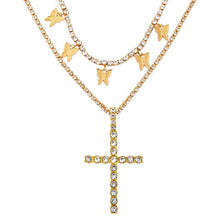 Load image into Gallery viewer, New Multilayer Rhinestone Cross Big Pendant Necklace