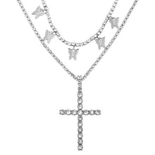 Load image into Gallery viewer, New Multilayer Rhinestone Cross Big Pendant Necklace