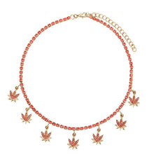 Load image into Gallery viewer, Red Crystal Cherry Leaf Pendant Tennis Necklaces