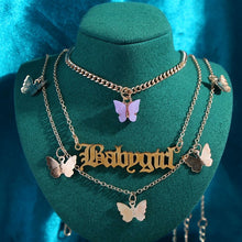 Load image into Gallery viewer, Multilayer Butterfly Crystal Dragon Charms Necklace