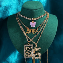 Load image into Gallery viewer, Multilayer Butterfly Crystal Dragon Charms Necklace