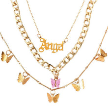 Load image into Gallery viewer, Multilayer Butterfly Crystal Dragon Charms Necklace