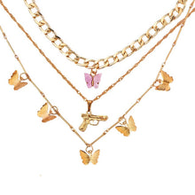 Load image into Gallery viewer, Multilayer Butterfly Crystal Dragon Charms Necklace