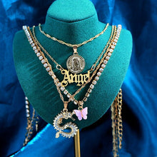 Load image into Gallery viewer, Multilayer Butterfly Crystal Dragon Charms Necklace