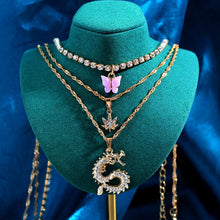 Load image into Gallery viewer, Multilayer Butterfly Crystal Dragon Charms Necklace
