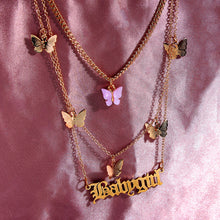 Load image into Gallery viewer, Punk Gold Babygirl Letters Butterfly Pendant Multi layer Necklace