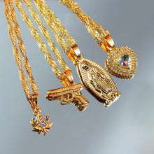 Load image into Gallery viewer, Punk Virgin Maria Pistol Crystal Heart Necklace