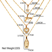 Load image into Gallery viewer, Punk Virgin Maria Pistol Crystal Heart Necklace