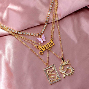 Multilayer Punk Vintage Butterfly Rhinestone Choker