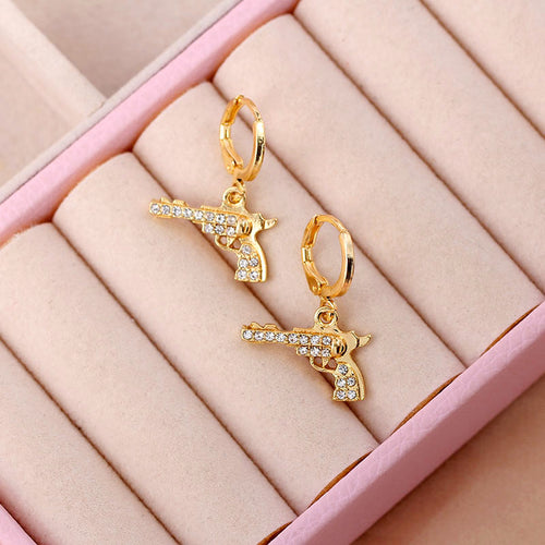 Punk Gun Pistol Pendant Earrings
