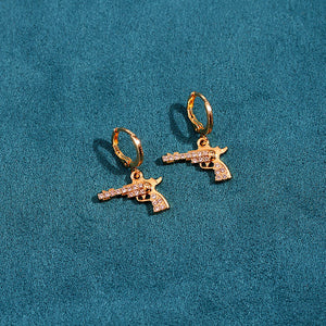 Punk Gun Pistol Pendant Earrings