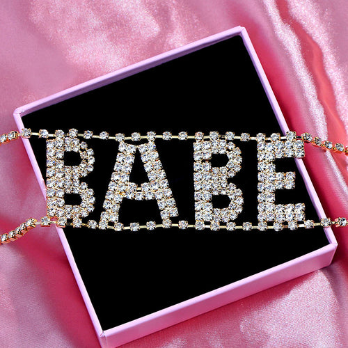 Punk Crystal BABE Letter Choker Necklace
