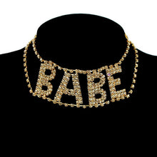 Load image into Gallery viewer, Punk Crystal BABE Letter Choker Necklace